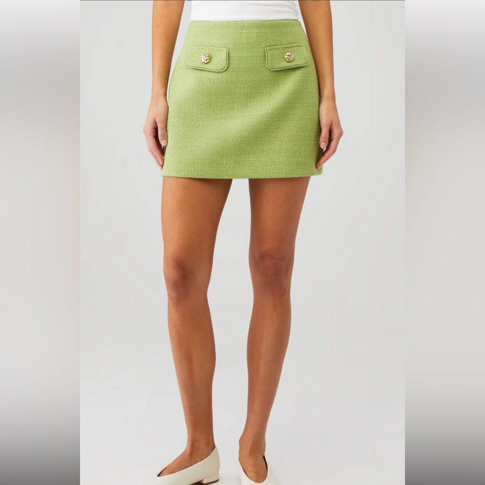 ÊTRE AIMÉ Women's Brigette Tweed Mini Skirt in Green Size Small